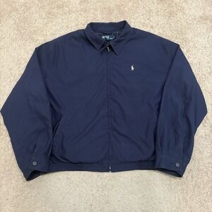 Polo Ralph Lauren Harrington Jacket Men's 2XL Navy Blue Plaid Lined Bomber